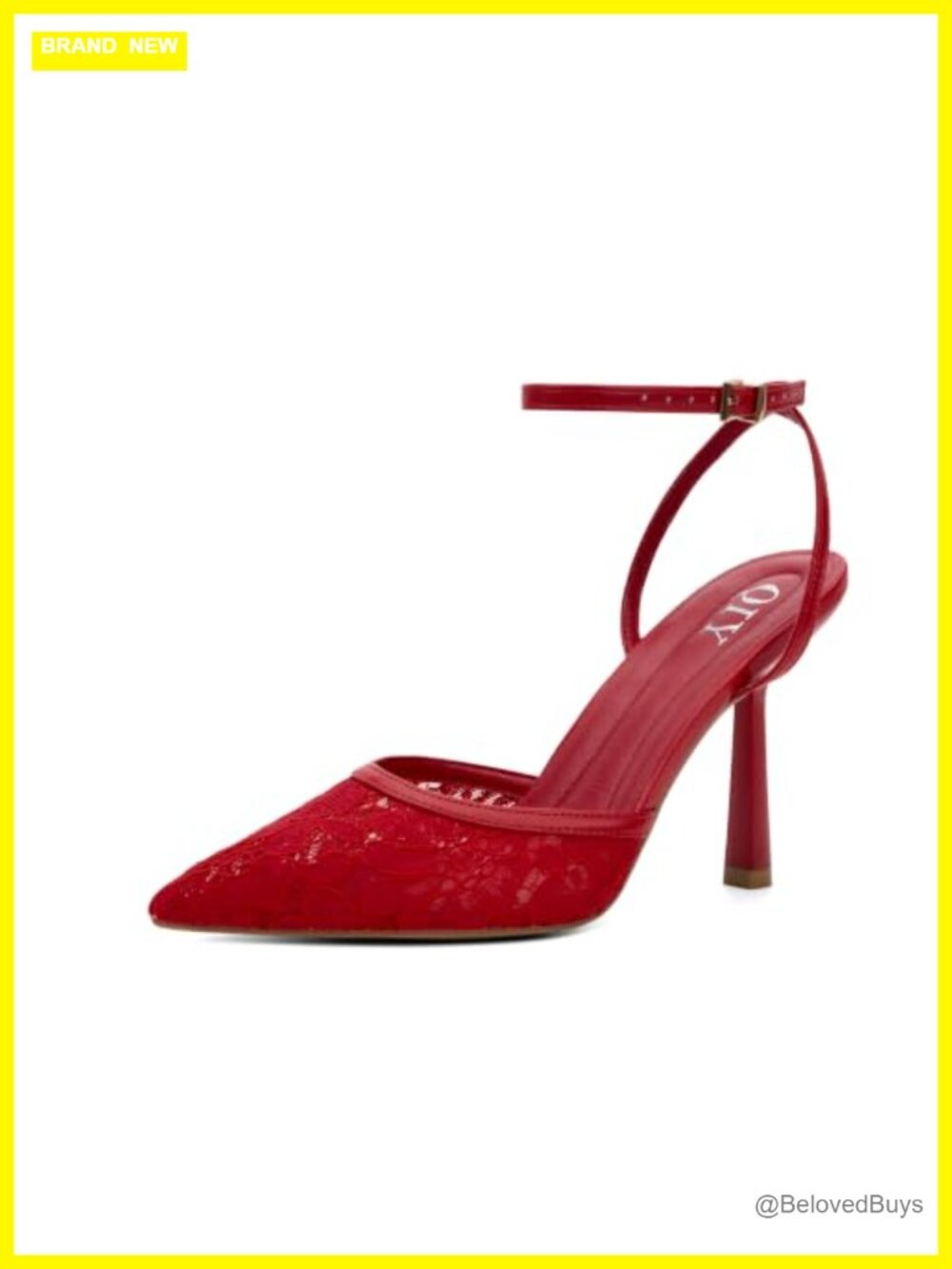 Women's Pointed Toe Stiletto Heel Lace Ankle Strap Pumps
